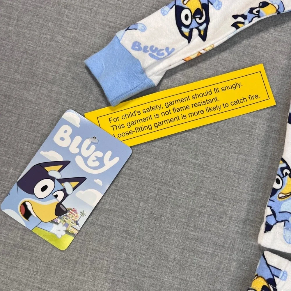 Bluey Bingo Kids 2 Piece Cotton Pajama Set White Blue 12M NEW NWT